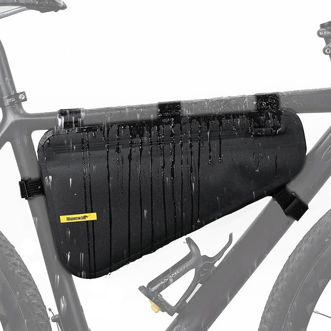 Rhinowalk Bike Frame Bag Bicycle Triangle Bag Waterproof Under Top Tube Bag Front Storage Pack for Road Mountain Cycling, Black
