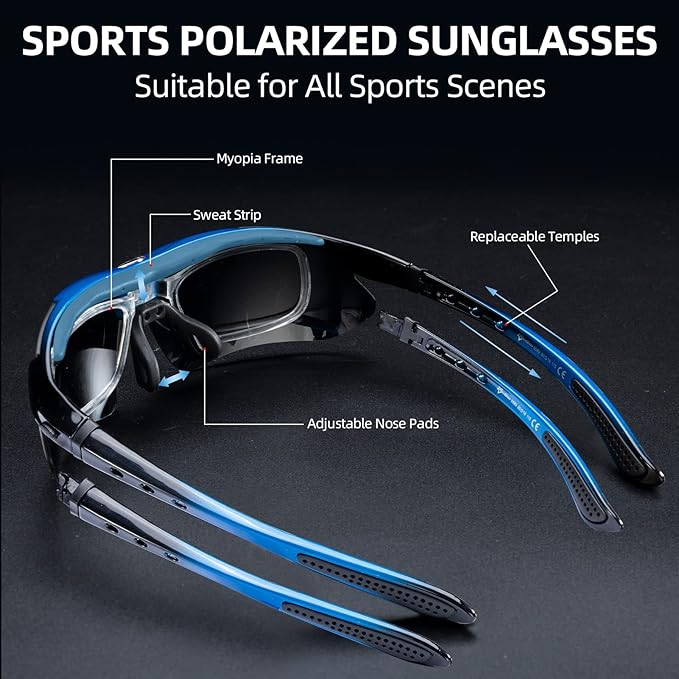 ROCKBROS Polarized Sunglasses Men Women Cycling/Pickleball/MTB Glasses UV Protection, Suitable for Myopia Glasses