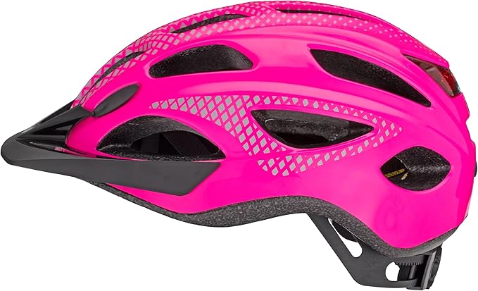 Schwinn Beam Lighted Helmet for Adults, Size 58 - 62 cm for Riders Ages 14+, Rear LED Light, Reflective Strips, Adjustable Dial and Straps, 17 Air Vents, Removable Visor, Adult Bike Helmet