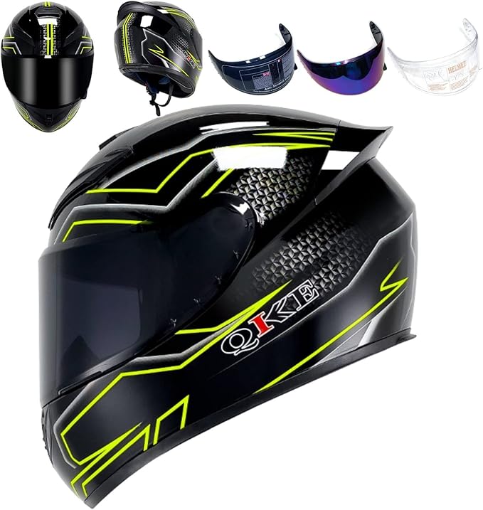 Full Face Motorcycle Helmet Racing Motocross Helmets with Pinlock Compatible Clear&Tinted Visors DOT Model Approved Street Bike Helmet