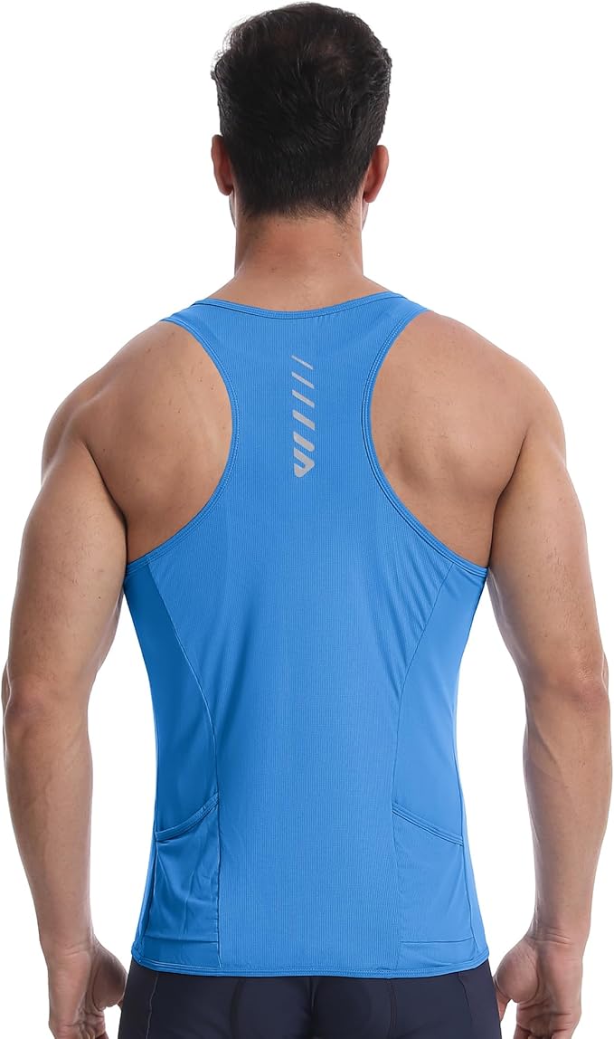 Lo.gas Sleeveless Cycling Jersey Men, Biking Base Layer Breathable and Lightweight with Back Pocket Sports Vest