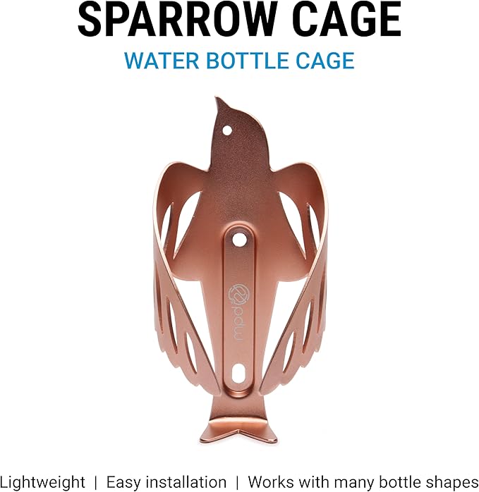 Portland Design Works Water Bottle Cage - Lightweight Water Bottle Holder for Bikes, Sparrow Cage, Rose Gold