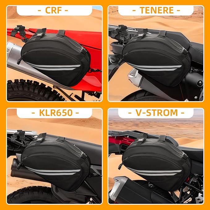 Motorcycle Saddlebags Compatible with Dirt Bike, Dual Sport Motorcross, Motorbike, Racing Mountain Off-Road, Waterproof Motorcycle Bag with Rain Covers (Upgrade 24L)