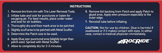 RocRide 16-PC Inner Tube Patch Bicycle Repair Kit. Also for Inflatable Dinghies, ATVs, BMX and Motorcycles.