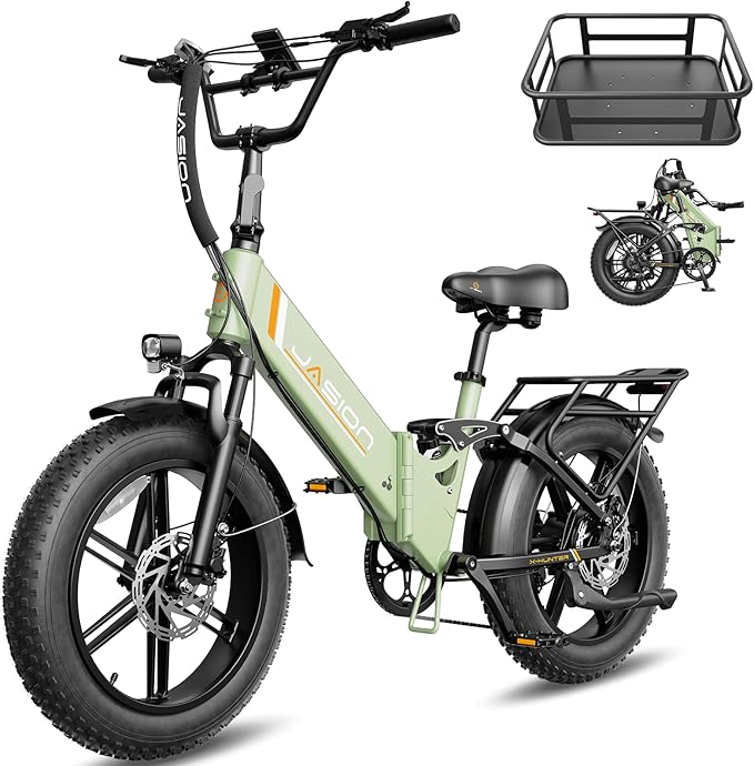 Jasion X-Hunter ST/PRO Foldable Electric Bike for Adults with 20'' Fat Tire,Up to 71-80 Miles Range Ebike,1800W/1400W Peak Motor,30+MPH E Bike,Full Suspension&Dual Hydraulic Disc Brakes Bicycles