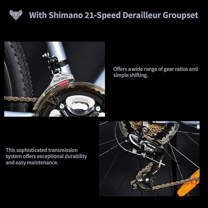 TRIFOX 26 Inch Aluminum Mountain Bike with Shimano 21-Speed,Aircraft-Grade Aluminum Frame,Dual Disc Brakes,15/17 Inch Internal Cable Routing Frame for Men Women Boys Girls