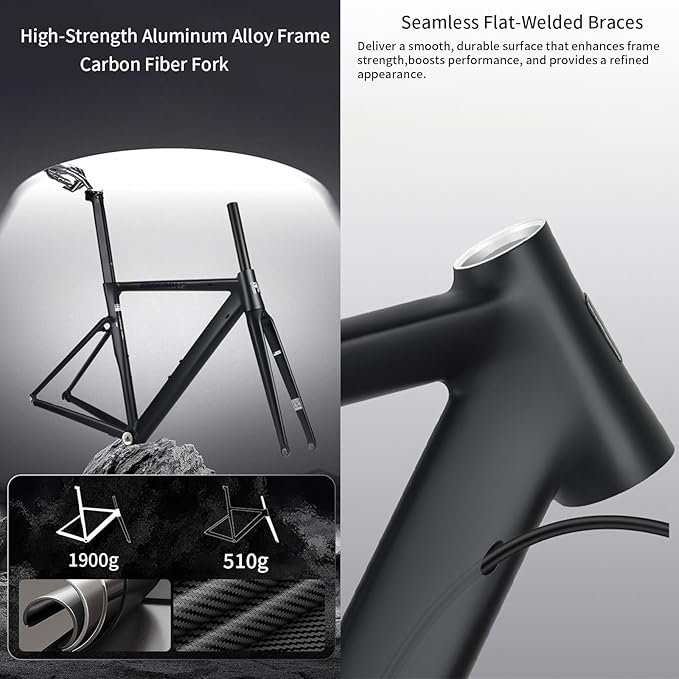 700C Road Bike Frameset 50/52cm Aluminum Alloy Frame Rim Brake Quick Release 100/135mm BSA BB68mm Carbon Fiber Rigid Fork Internal Routing