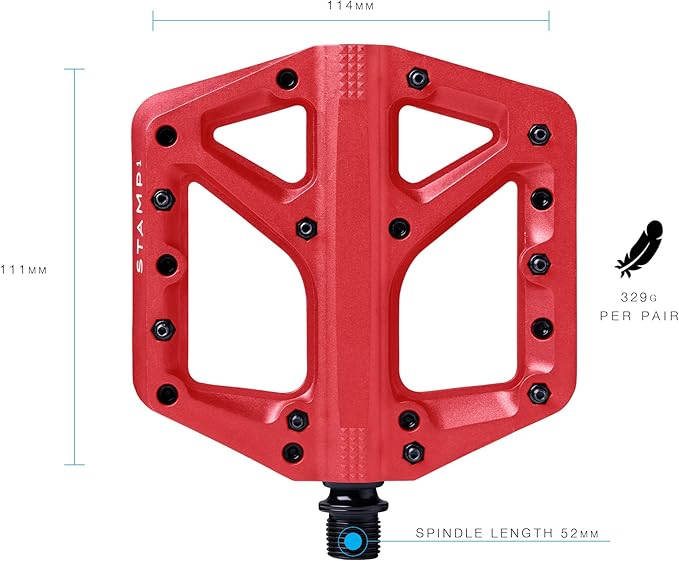 Crankbrothers Stamp Flat MTB Pedals - Size-Specific, Lightweight, Versatile, Durable Bike Pedals