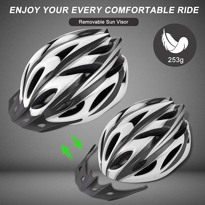 Zacro Adult Bike Helmet Lightweight for Men Women Comfort with Pads&Visor, Certified Bicycle Helmet for Adults Youth Mountain Road Biker