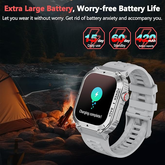 Military Smart Watch with GPS and Map(Answer/Make Call), Smartwatches with Health Monitor, Compass/Altitude/Air Pressure,100+ Sport Modes, Fitness Tracker for Android/iPhone (with GPS+Map, Gray)