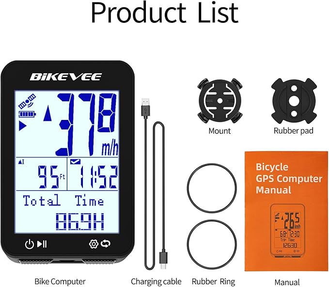 GPS Speedometer & Odometer - Wireless Bike Computer, Auto Start/Stop, Auto Backlight, IPX7 Waterproof, 2.4" LCD, Cycling Tracker in MPH & KM/H