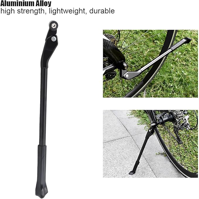 Aluminum Alloy Adjustable Bike Kickstand, Bicycle Side Stand for 24-29inch 700C Bikes, Anti - Skid Plastic Foot with Length Adjustment for Mountain and Road Bicycles