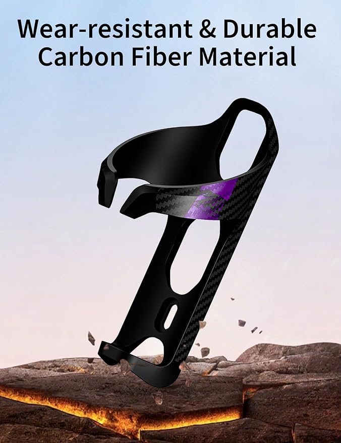 ENLEE for Bottles Diameter: 66-72mm Bike Water Bottle Cage, Lightweight Carbon Purple Bicycle Water Bottle Cage, Water Bottle Cage for Mountain/Road Bike with Screws Tool