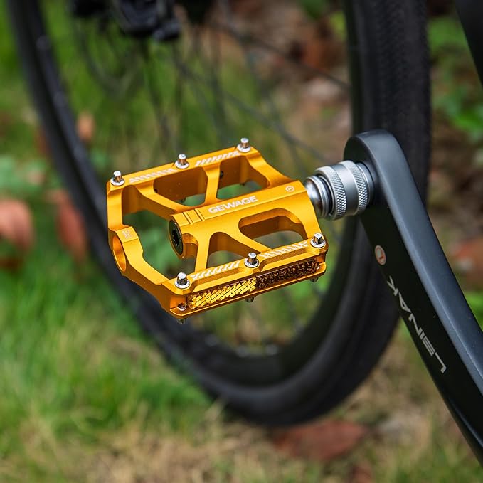 Bike Bicycle Pedals - 9/16” Quick Release Pedals Aluminum Flat Pedals - 3 Bearings Bicycle Pedals with Reflectors for Mountain Road BMX MTB Folding Bike