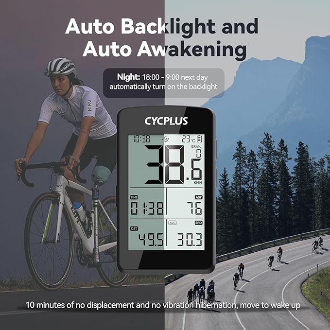 CYCPLUS Bike Computer GPS Wireless, ANT+ Cycling Computer GPS with Bluetooth, 2.8" LCD Screen,100+ Hours Battery Endurance Bike Speedometer with Auto Backlight IP67 Waterproof