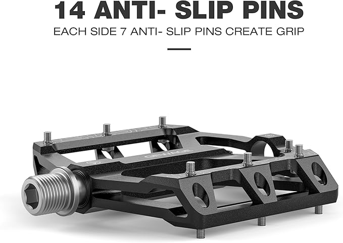 Road/Mountain Bike Pedals -Non-Slip Bicycle Flat Pedals Aluminum 9/16" - 3 Sealed Bearing Lightweight Platform Pedals for Road Mountain BMX MTB Bike
