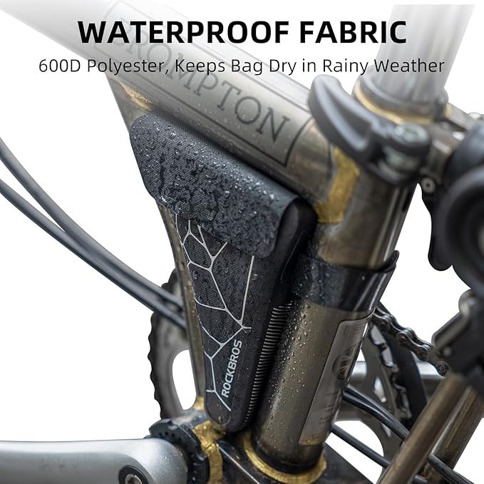ROCKBROS Bike Frame Storage Bag, Waterproof Bicycle Triangle Pouch for MTB and Road Bikes – Lightweight, Secure Storage for Phone, Tools, and More