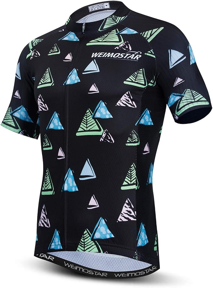 Cycling Jersey Men USA Summer Bike Short Sleeve 3-Pockets Breathable Quick-Dry Shirt S-3XL