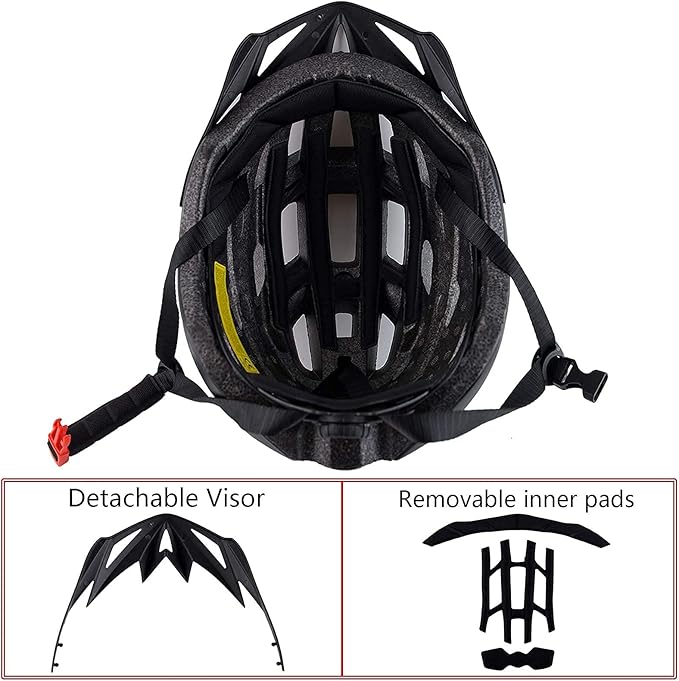 Adult Bike Helmets, Adjustable Mens Womens Bicycle Helmet, Lightweight Road Mountain Cycling Safety Sports Helmets with Detachable Visor