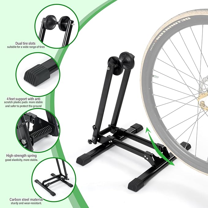 HOMEE Bicycle Floor Stand Parking Bike Rack,Bike Rack Stand Wheel Holder Fit 20"-29",Foldable Bike Storage Stand for Mountain and Road Bike,Cycling Storage Organizer for Indoor Outdoor Home Garage