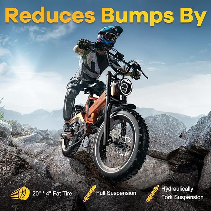 1000W(Peak 2000W)Folding Electric Bike for Adults,35MPH 100Mile,48V 25Ah Removable Battery,20" x 4.0 Fat Tire Foldable Electric Bicycle,8-Speed Electric Mountain E-Bike,UL Certified Commuter Ebikes