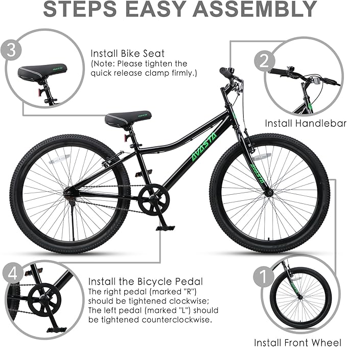 AVASTA Bilbo 18 20 24 Inch Kids Bike for Boys Girls 5-14 Years Old, Retro Style High Carbon Steel Bicycle with Adjustable Handlebars and Seat, Dual V-Brakes, Kickstand, Multiple Colors