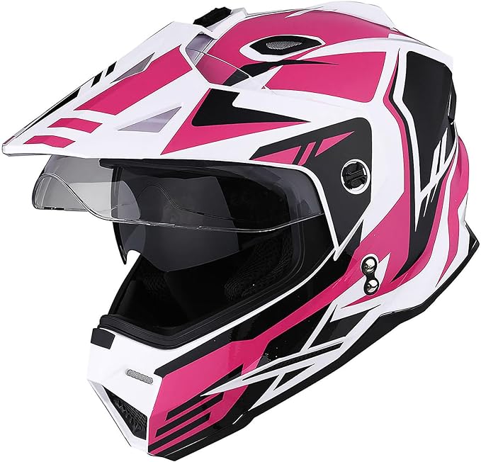 1Storm Dual Sport Motorcycle Motocross Off Road Full Face Helmet Dual Visor: HF802