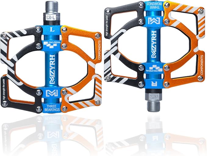 ThinkTop Aluminum Alloy Mountain Bike Pedals Axle 9/16 3 Bearing Platform Pedals Flat Sealed Ever Lubricate Bearing for Road BMX MTB Bicycle Cycling