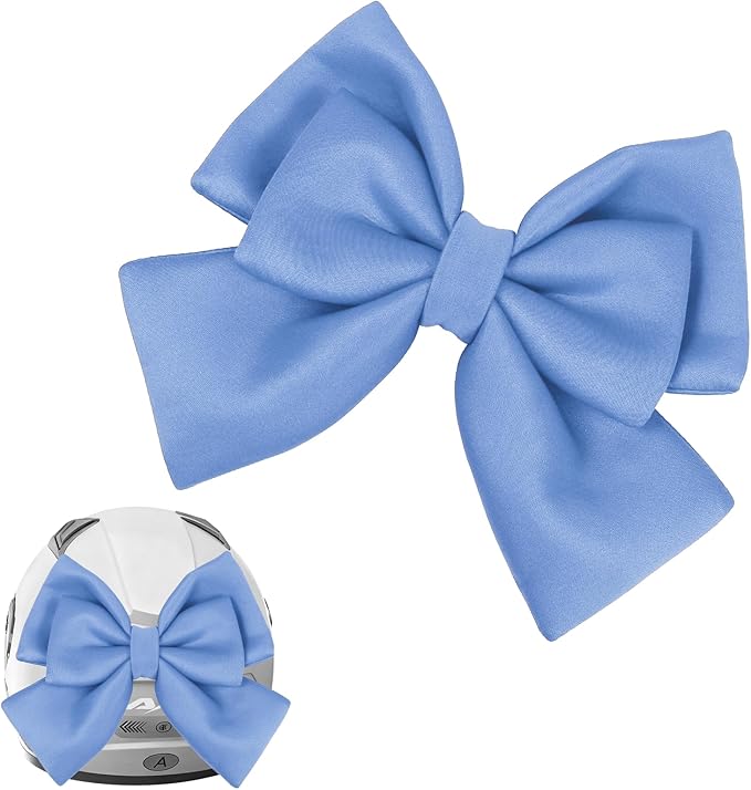 Bow Helmet Accessory, 8.07"x11.22" Stylish Motorcycle Helmet Bow Decoration for Women, Removable Cute Fashion Ribbon Bows Ornament for Motorcycle Scooter E-Bike Helmets (Sky Blue)