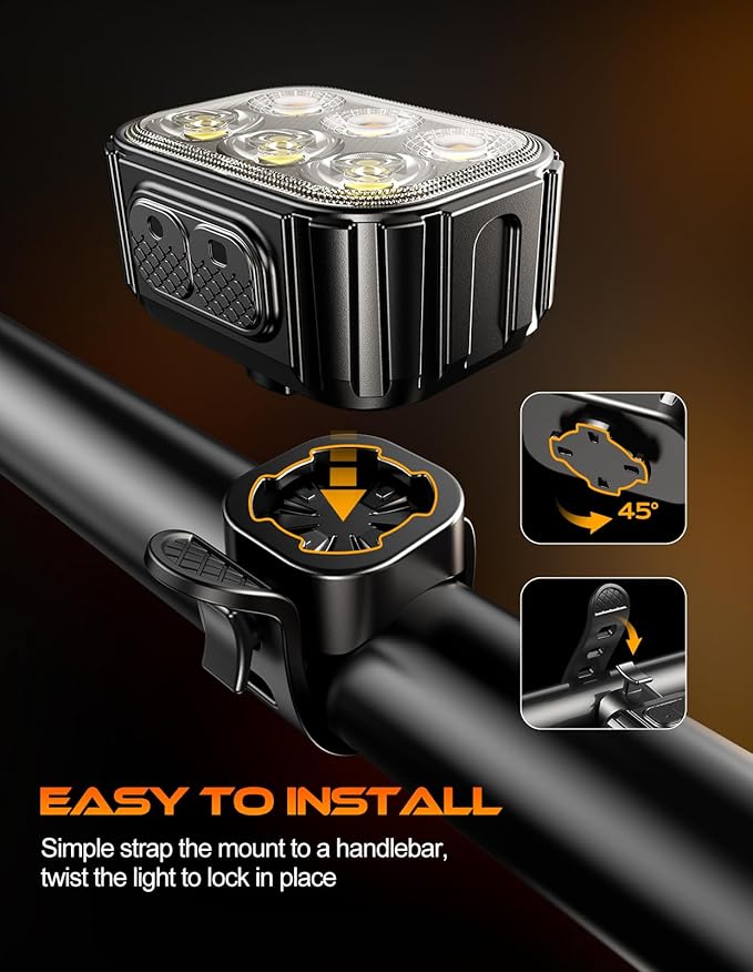 Bike Lights Super Bright, Rechargeable Bicycle Lights Set Multiple Modes, Waterproof Bike Lights for Night Riding/Cycling Safety, Front and Back Bike Reflectors Light, Long Battery Life