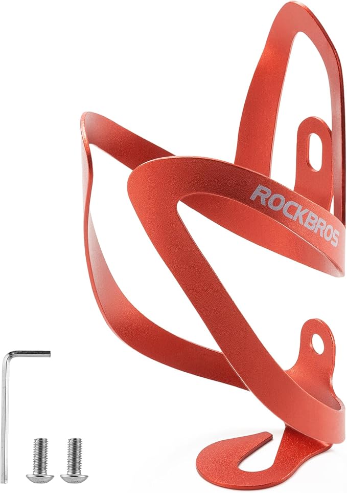 ROCKBROS Bike Water Bottle Cage, Durable Aluminum Alloy Bike Cup Holder, Lightweight Water Bottle Holder, Universial Bike Bottle Cage for Road Mountain Bikes