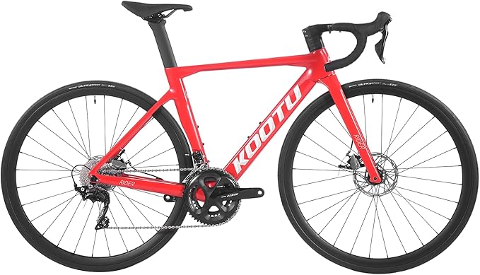 KOOTU Full Carbon Road Bike, T800 Carbon Fiber Frame Lightweight Racing Bicycle with 105 R7000 22 Speed Groupset and Wire-Pull Disc Brake for Adult