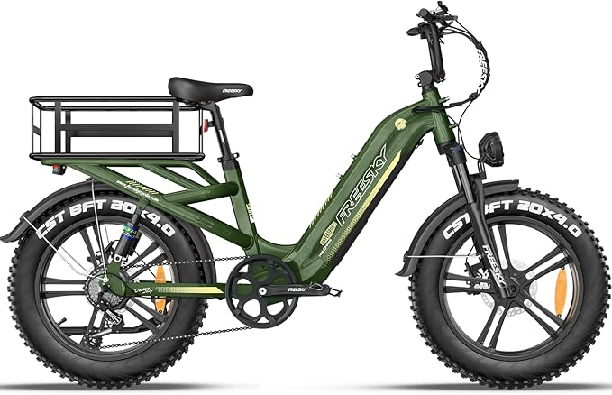 FREESKY 2500W Electric Bike for Adults,105 Miles 48V 25Ah Samsung Cells Battery Step-Thru E Bike, 33MPH Hydraulic Brakes Fat Tire EBike, 20" Full Suspension for Cargo Bicycles UL2849 Certified by TÜV