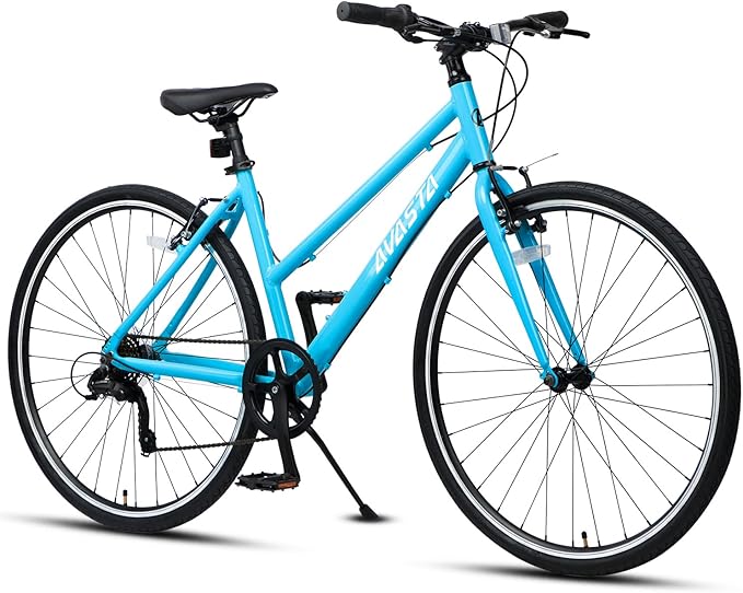 AVASTA Populus 700C Road Bike for Women with Kickstand, 15 17 Inch Lightweight Step Through Aluminum Alloy Frame, 7-Speed Drivetrain, Multiple Colors