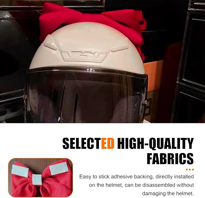 Motorcycle Helmet Bow, Cute Bow Helmet Decoration for Women, Removable Motorcycle Helmet Accessories (Red)