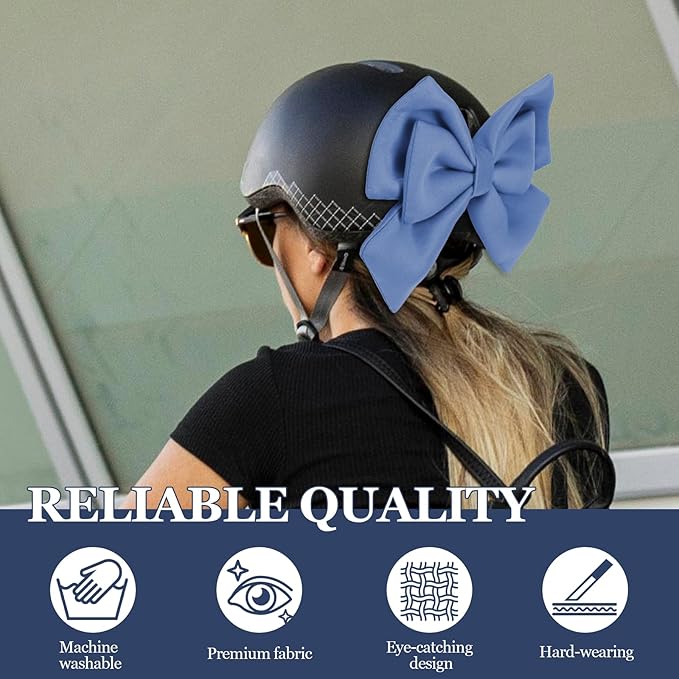 Bow Helmet Accessory, 8.07"x11.22" Stylish Motorcycle Helmet Bow Decoration for Women, Removable Cute Fashion Ribbon Bows Ornament for Motorcycle Scooter E-Bike Helmets (Sky Blue)