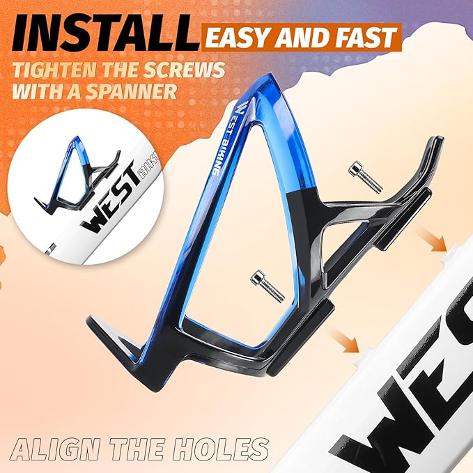 West Biking Bike Water Bottle Cages Ultra-Light Durable PC Bicycle Bottle Holder with Screws Tool, Easy Installation Bicycle Drink Cup Holders Cycling Kettle for MTB Road Bikes