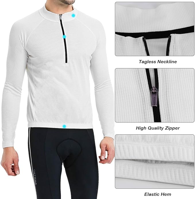 CATENA Men's Cycling Jersey Long Sleeve Shirt Running Top Moisture Wicking Workout Sports T-Shirt