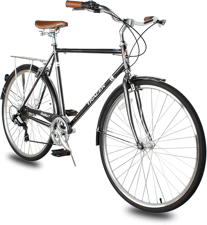 Tracer Osaka Hybrid Bikes, Steel Frame, Shimano Nexus Inter 3/7 Speed, Brown Seat Brown Grips, Road Bike, City Bike, Multiple Colors