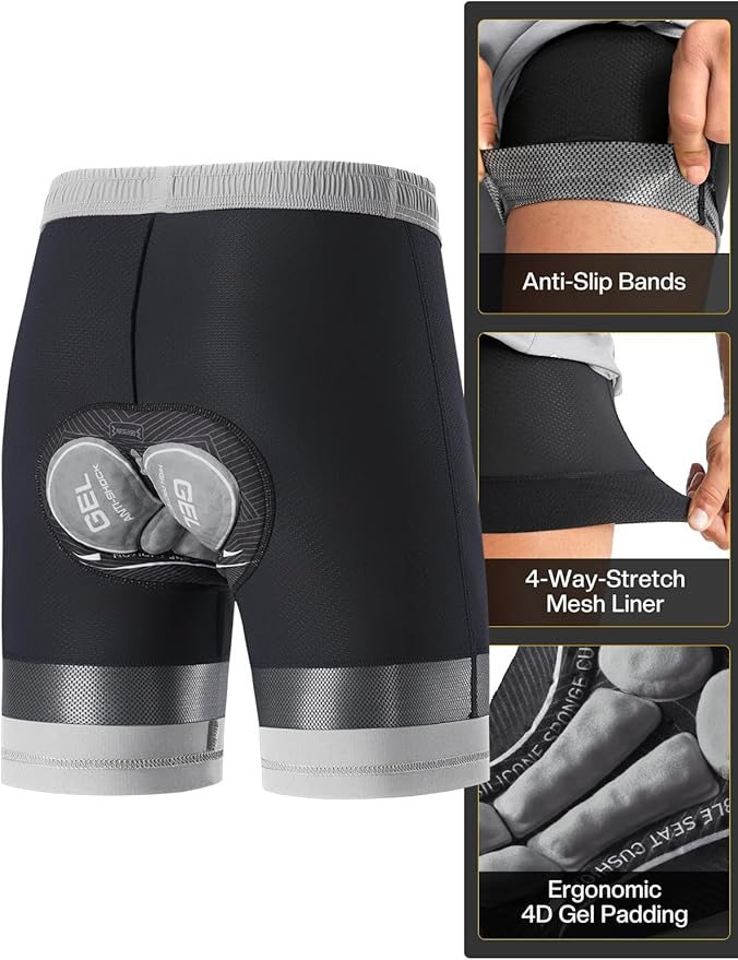 ARSUXEO Mens Mountain Bike Shorts Loose Fit Padded Bike Shorts Cycling Shorts Water-Resistant