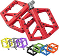 MTB Pedals Large Mountain Bike Pedals, Lightweight Nylon Fiber Composite Bicycle Platform Pedals, Grippy Pedals w 18 Pins, Cr-Mo Spindle fit w 2 Bearings, Clipless Pedals for BMX MTB Bike 9/16"