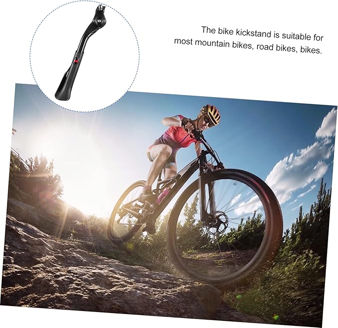 Adjustable Aluminum Alloy Bike Kickstand Length Adjustable Bicycle Side Support for Mountain and Road Bikes Sturdy Parking Rack for Cycling Enthusiasts