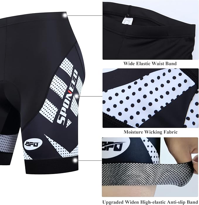 sponeed Men's Cycling Shorts Padded Bicycle Riding Pants Bike Biking Clothes Cycle Wear Tights
