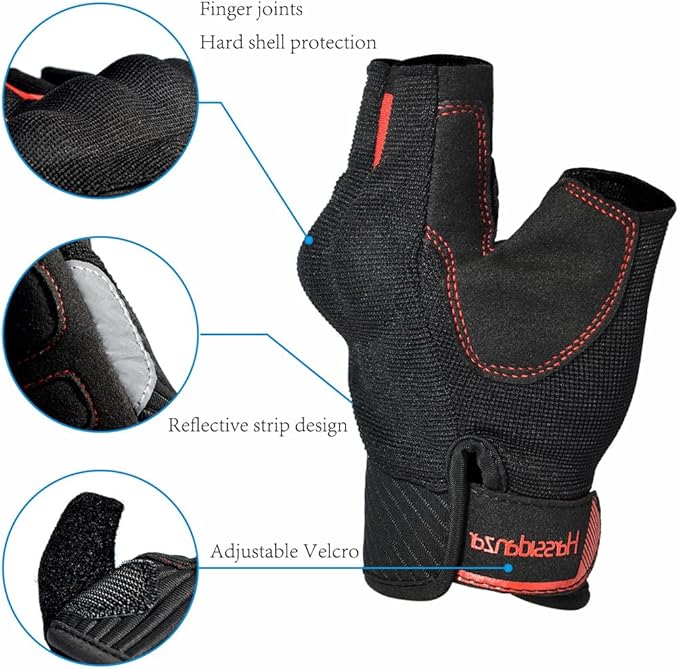 Harssidanzar Mens Fingerless Motorcycle Breathable Mesh Motocross Hard Knuckles Dirt Bike Bicycle Racing On-Road Off-Road Mountain Cycling Riding Gloves SM059US