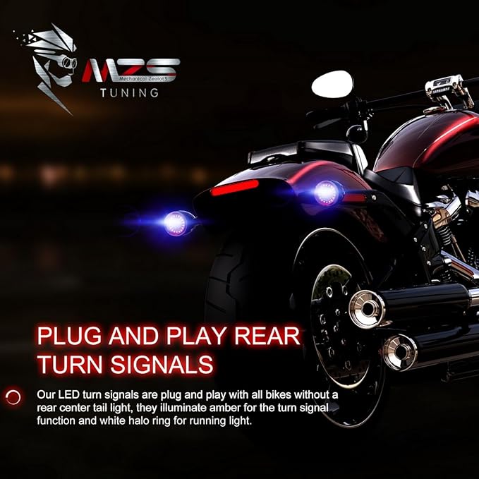 MZS 1157 LED Bulb Motorcycle Turn Signals Running Light Kit, Upgraded LED Beads 2" Bullet Style with Dual Color Front or Rear Compatible For Most Family Motorcycles (21White+27Amber)-Pack of 2