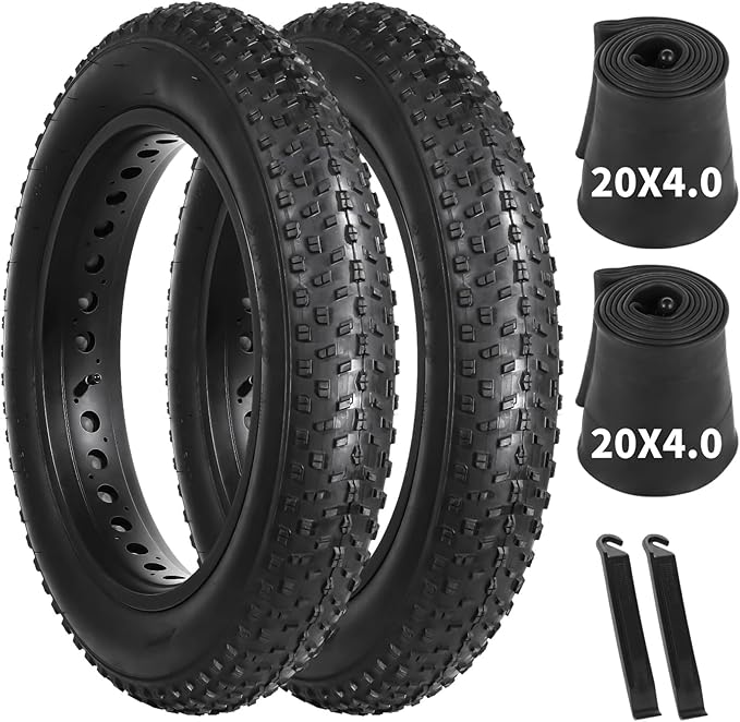 20x4.0 Fat Tire and Tube, Folding 100-406/20 x 4 Fat Tire Puncture Resistant with Ebike Tires 20x4 Inner Tube, 20 Inch Fat Tires for Snow, Beach, Mountain