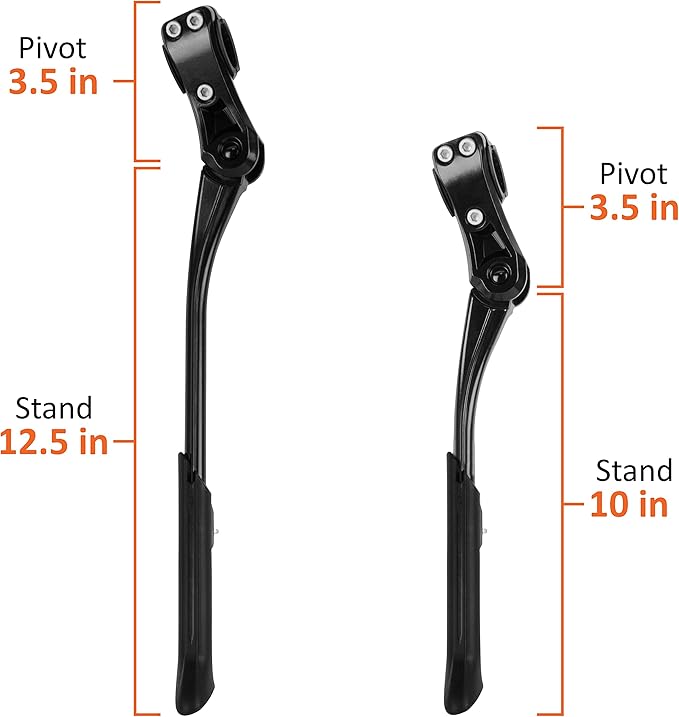 BV Rear Bike Stand for 24"-28" Bikes - Adjustable Bike Kickstand for Adult Bike with 8 Height Levels, Non-Slip Foot & Clamp Grip - Weather-Resistant Aluminum Alloy Bicycle Stand for Road, Mountain BMX
