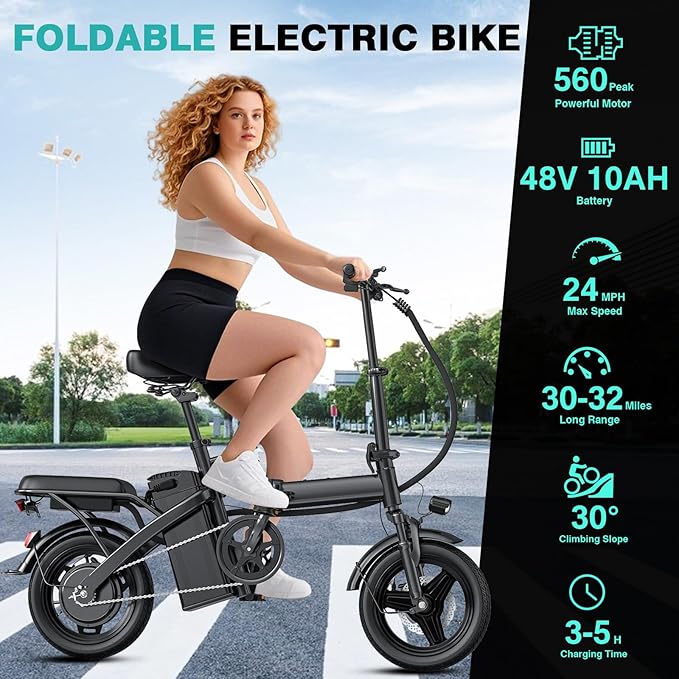 Electric Bike for Adults, 1200W Peak Motor Commuter Ebike, 20-28MPH Speed, 32 Miles Range, Removable Waterproof Battery, Dual Disc Brakes Electric Bicycle, UL 2849 Certified