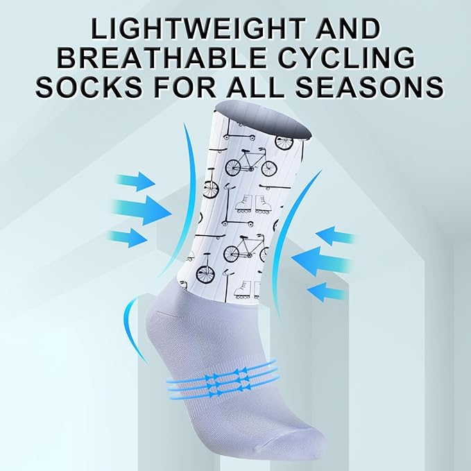Cycling Socks Athletic Crew Socks Breathable Cushioned Compression Running Hiking Socks For Mens Womens