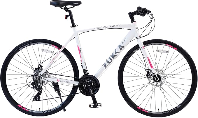 ZUKKA 700C Road Bike for Adult 24-Speed Unisex Hybrid Road Bicycle, Alloy Frame/Dual-Disc Brakes/Multiple Colors